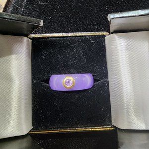 14K Gold Purple Jade Amethyst Ring (A26)